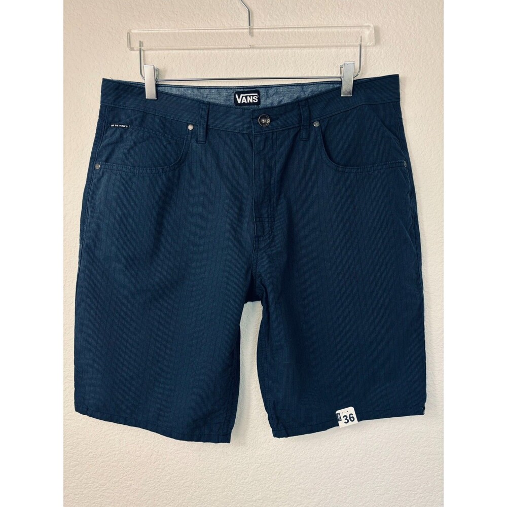 New Vans Mens Chino Shorts 36 Blue striped 10" Skater Cotton Beach Y2K Retro